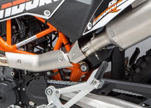 Load image into Gallery viewer, Yoshimura heatshield kit for KTM motorcycles, showing black protective shield with mounting hardware, designed for heat protection.