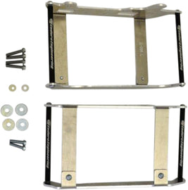 Enduro Engineering radiator braces guards mounted on a motorcycle radiator for protection and support.