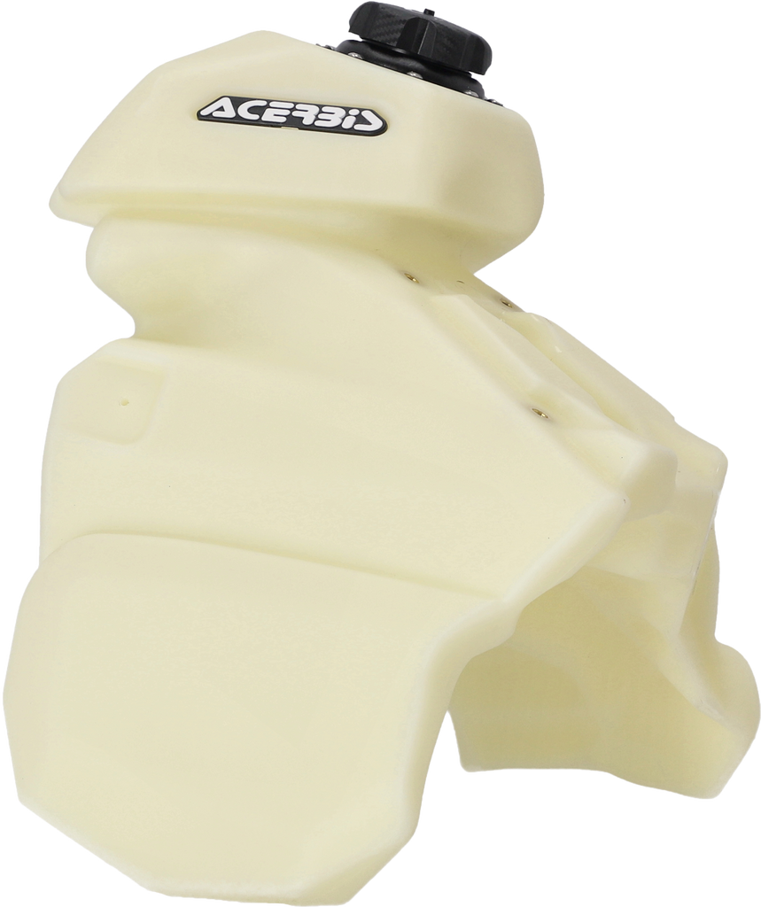 Acerbis fuel tank body in natural gas color, designed for motorcycle fuel systems, featuring the Acerbis branding and shape.