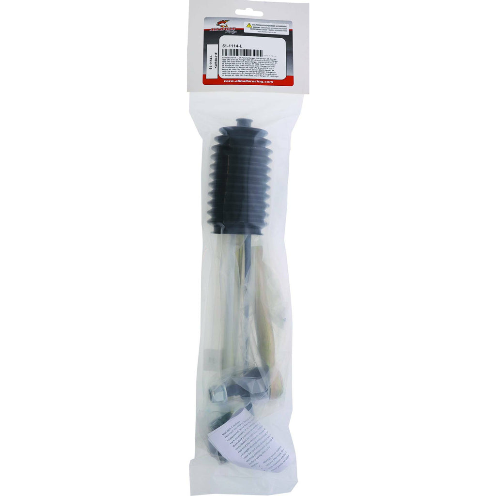 All Balls suspension tie rod end kit 251-1114L featuring metal components and rubber boots for vehicle steering system repair.