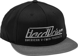 HardDrive black and grey hat with adjustable strap, casual unstructured baseball cap featuring the HardDrive logo.