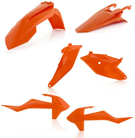 Acerbis orange plastic kit with multiple black and orange components for motorcycle or dirt bike customization.
