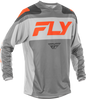 Fly Racing F-16 Grey and Orange Jersey XL, lightweight motocross jersey with breathable fabric and vibrant design.