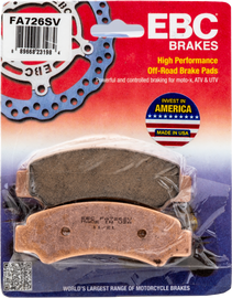 EBC Motorcycle Brakes FA726SV severe duty brake pads for motorcycle, showing black brake pad with metal backing plate.
