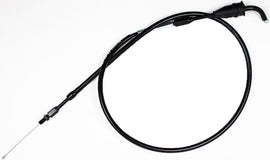 Black vinyl throttle cable by Motion Pro, designed for motorcycle control lines, with metal fittings at both ends.