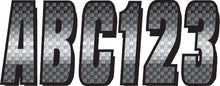 Load image into Gallery viewer, Hardline Series 300 registration kit graphics and decals in chrome and black for vehicle customization.