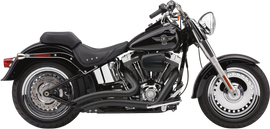 Black Cobra Speedster Short Swept exhaust for Softail 1982-1997, with sleek design and chrome accents, suitable for Harley Softail models.