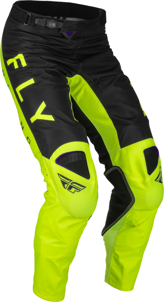 Fly Racing Kinetic Kore motocross pants in Hi-Vis and black, size 30, with durable fabric and adjustable waist for riding comfort.