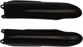 Acerbis black fork guard for motorcycles, showcasing durable plastic protection for front forks in a sleek black finish.