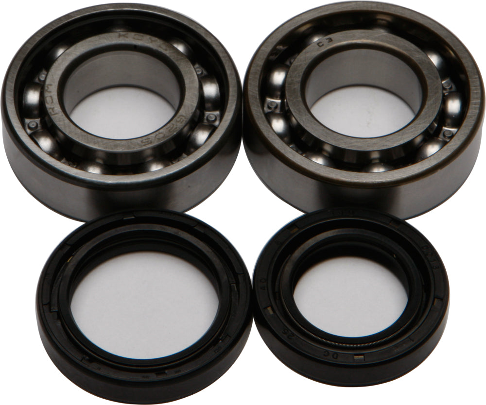 All Balls crankshaft bearing and seal kit for engine, featuring metal bearings and rubber seals in a compact set.