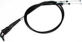 Motion Pro black vinyl throttle push-pull cable set for motorcycle control lines with secure fittings and flexible design.