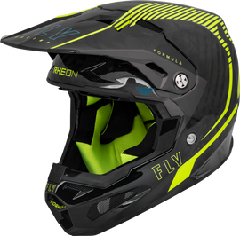Fly Racing Formula Carbon Tracer Helmet in Hi-Vis and Black, size medium, with aerodynamic design and venting for motorcycle riding.