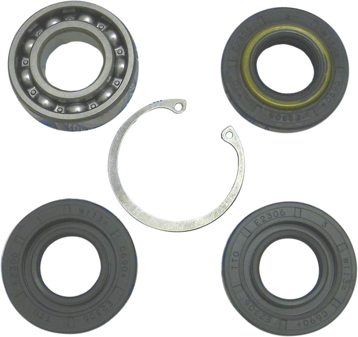 WSM Performance Parts drive shaft repair kit with metal and rubber components for Yamaha models, showing assembled parts and tools.