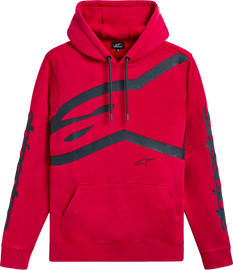 Alpine Star Unbound Hoodie in red, size large, showing the front view with the brand logo and casual hoodie design.