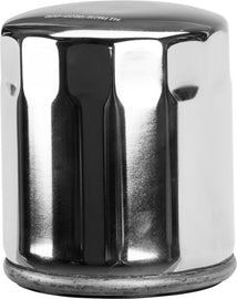 HardDrive Evo Chrome 170c oil filter with OE 63796-77 and 820-0730, showing the chrome finish and filter elements.