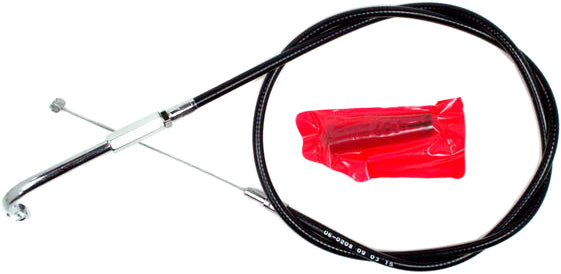 Motion Pro black vinyl throttle cable 70-6208 for motorcycle control lines, showing the detailed cable and fittings.