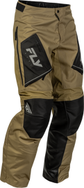 Fly Racing Patrol Over-Boot Pants in tan and black, size 32, showing durable fabric and lightweight design for motocross riding.