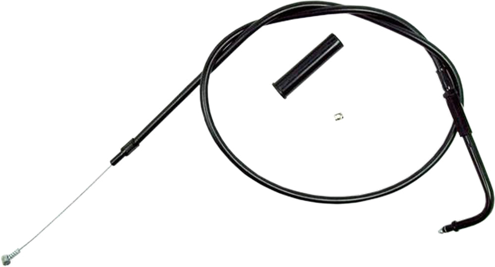 Motion Pro Blackout throttle cable for hydraulic control lines, showing the black cable with metal fittings and protective casing.