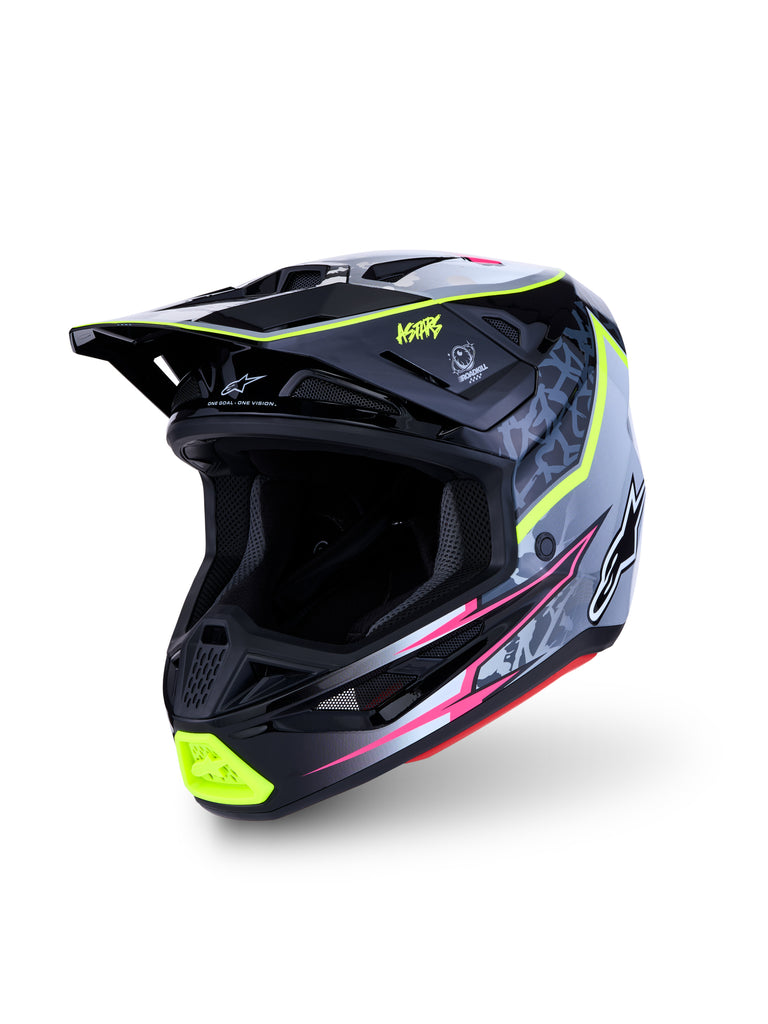 S M7 Blaster Helmet Ece06/Dot Blk/Gry/Wh/Yllw Fluo Glsy 2x