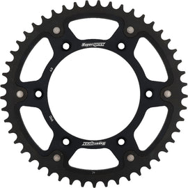 Supersprox aluminum rear stealth sprocket, 49T, black, for Husqvarna and KTM motorcycles, featuring a durable, lightweight design.