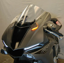 Load image into Gallery viewer, New Rage Cycles Mirror Block Off Turn Signals for Yamaha motorcycle, body-mounted with clear signal covers.