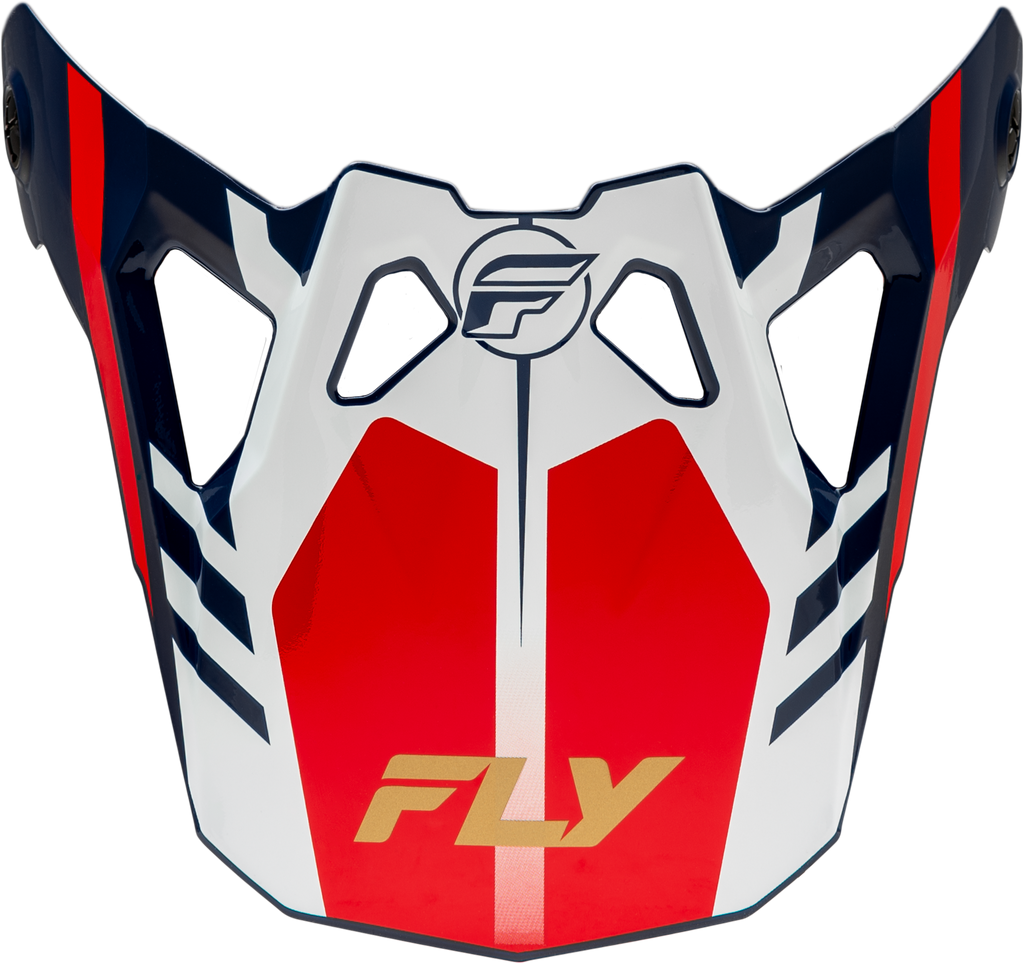 Fly Racing Formula CP Krypton visor in red, white, and navy for motorcycle helmets, designed for Fly Racing helmet models.