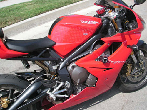 Stompgrip Tank Pad Kit Volcano clear and black for on-road motorcycles, featuring textured surface for grip and protection.