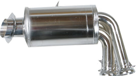 SNO Stuff Rumble Pack exhaust for ZR/ZL 500, 600, 700 snowmobiles, black metal with mounting brackets and ventilation openings.
