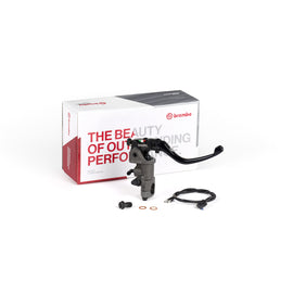 BREMBO upgrade brake master cylinder RCS 15mm, showing the black metal body and mounting components for vehicle braking system.