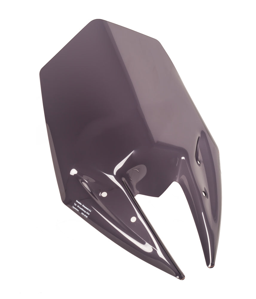 PUIG Naked New Gen Sport windscreen in dark smoke, motorcycle windshield with aerodynamic design and tinted finish.