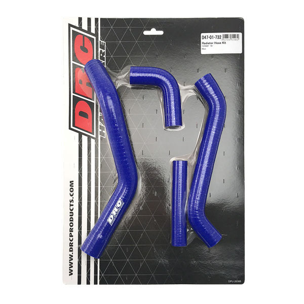 DRC Radiator Hose Kit 634-52732 for engine, featuring black rubber hoses with metal clamps and DRC branding for vehicle cooling system