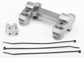 HeliBars handlebar risers 281-0211 mounted on motorcycle handlebars, showing the sturdy aluminum risers with bolt attachments.