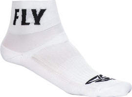 White Fly Racing Fly Shorty Socks in Sm/Md size, lightweight and comfortable for motocross or cycling activities.
