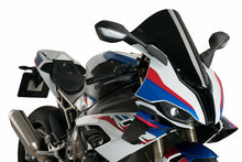Load image into Gallery viewer, Black PUIG front GP spoiler for BMW, sporty body kit accessory, shown on vehicle with detailed close-up view.