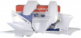 Polisport Plastics white plastic body kit for motorcycles, part number 64-90129, shown in the image.