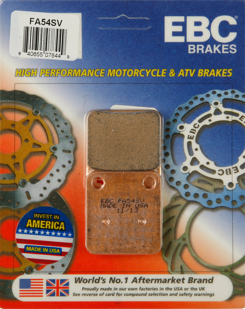 EBC Motorcycle Brakes Brake Pads 15-54S set with metal backing plates, designed for motorcycle braking systems, durable and high-performance.