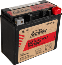 Charger l'image dans la galerie, HardDrive Premium GYZ20H motorcycle battery with YTX20H model and 320 CCA, showing the battery's top view with terminals.