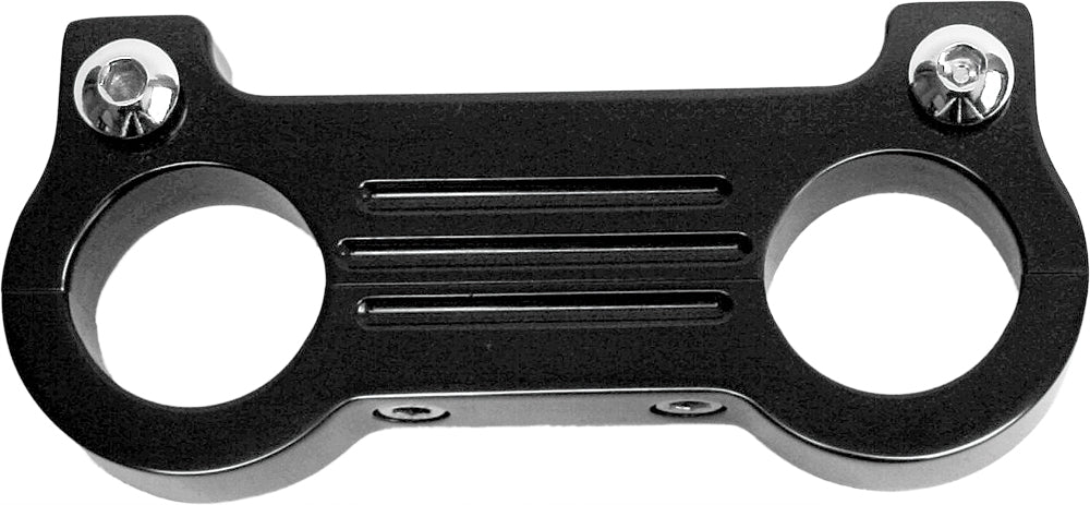 Accutronix T-Bar gauge mount in black for 1.25-inch handlebars, shown on a motorcycle handlebar.
