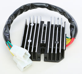 Ricks Motorsport Electric regulator and rectifier for motorcycle electrical systems, with metal fins and wiring connections.