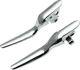 HardDrive chrome clutch lever set for Harley Davidson 21-25 with fly-by-wire cable, includes 2 levers and mounting hardware.