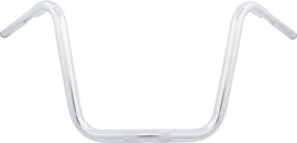 HardDrive 14-inch chrome 1.25-inch ape hanger handlebars with thru clamp and cable routing for motorcycle or bike.