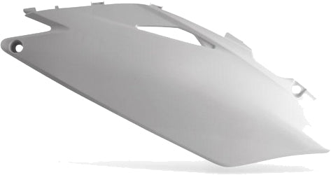 White Acerbis side panels for motorcycle, model 21418-40002, shown in the image with a smooth, clean finish.