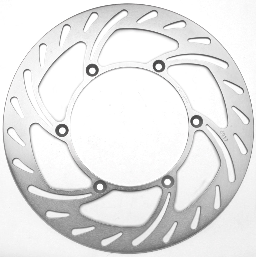 EBC Motorcycle Brakes standard rotor 15-6017 showing a metal brake disc with drilled design for motorcycle braking system