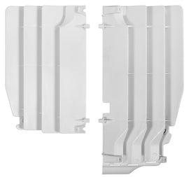 White Polisport Plastics radiator louvers, model 64-56525, designed for motorcycle cooling system, shown in the image.