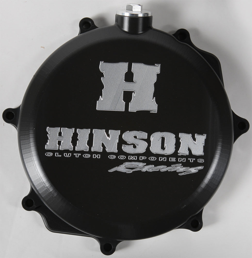 Hinson clutch cover for Honda TRX450R 2006-2009 engine part, black metal with Hinson branding and mounting holes.