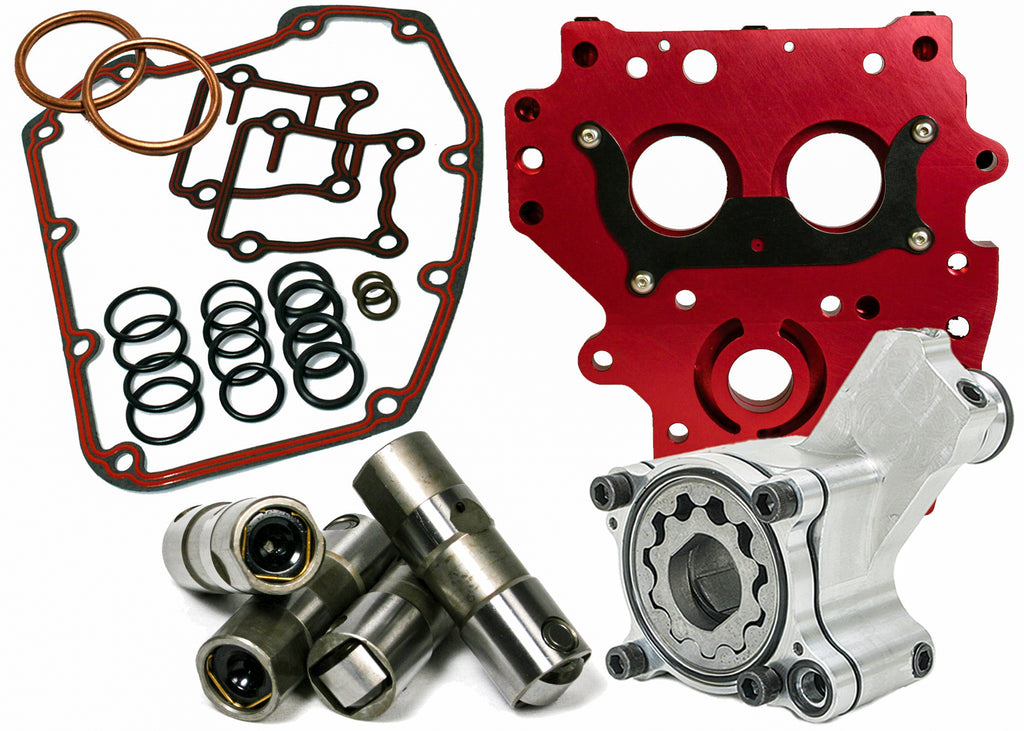 Feuling HP+ Oiling System Kit for motorcycle engine, includes components and hoses, designed for enhanced lubrication performance.