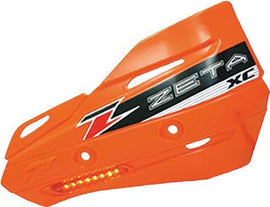 ZETA Armor-Guard XC protector with orange flasher for Honda CRF250 motorcycle, durable protective gear in bright orange.