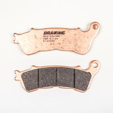 Load image into Gallery viewer, Braking sintered sport brake pad set for high-performance braking, showing the metal brake pads with branding details.