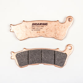 Braking sintered sport brake pad set for high-performance braking, showing the metal brake pads with branding details.