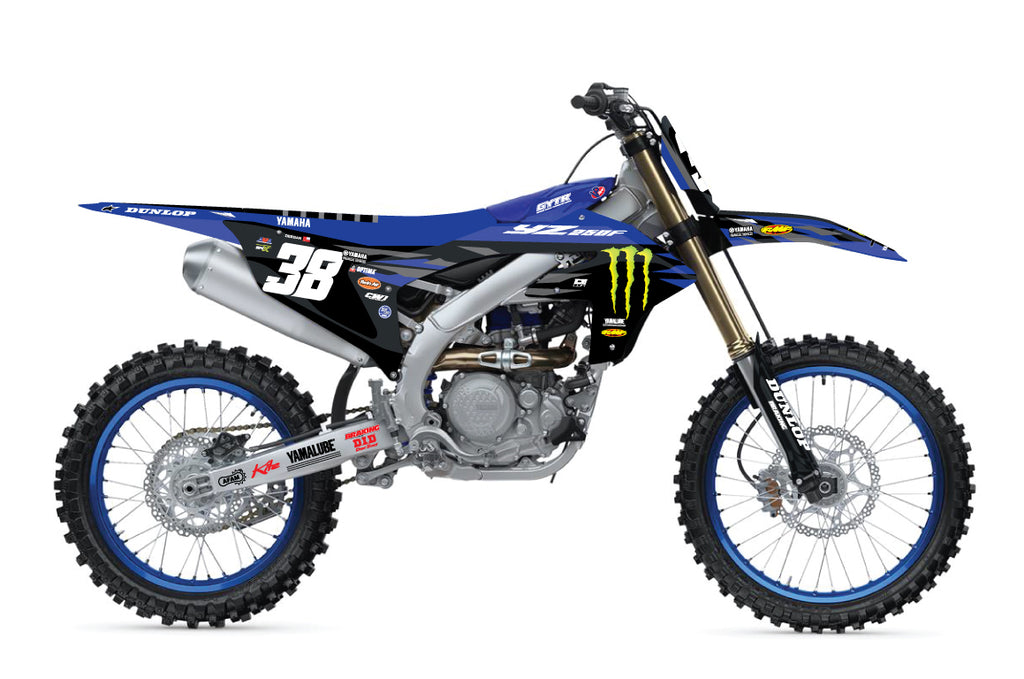 DCOR Complete Kit 25 Mey YZF 250 graphics and decals in black, designed for 2024-2025 Yamaha YZF 250 motocross bike.
